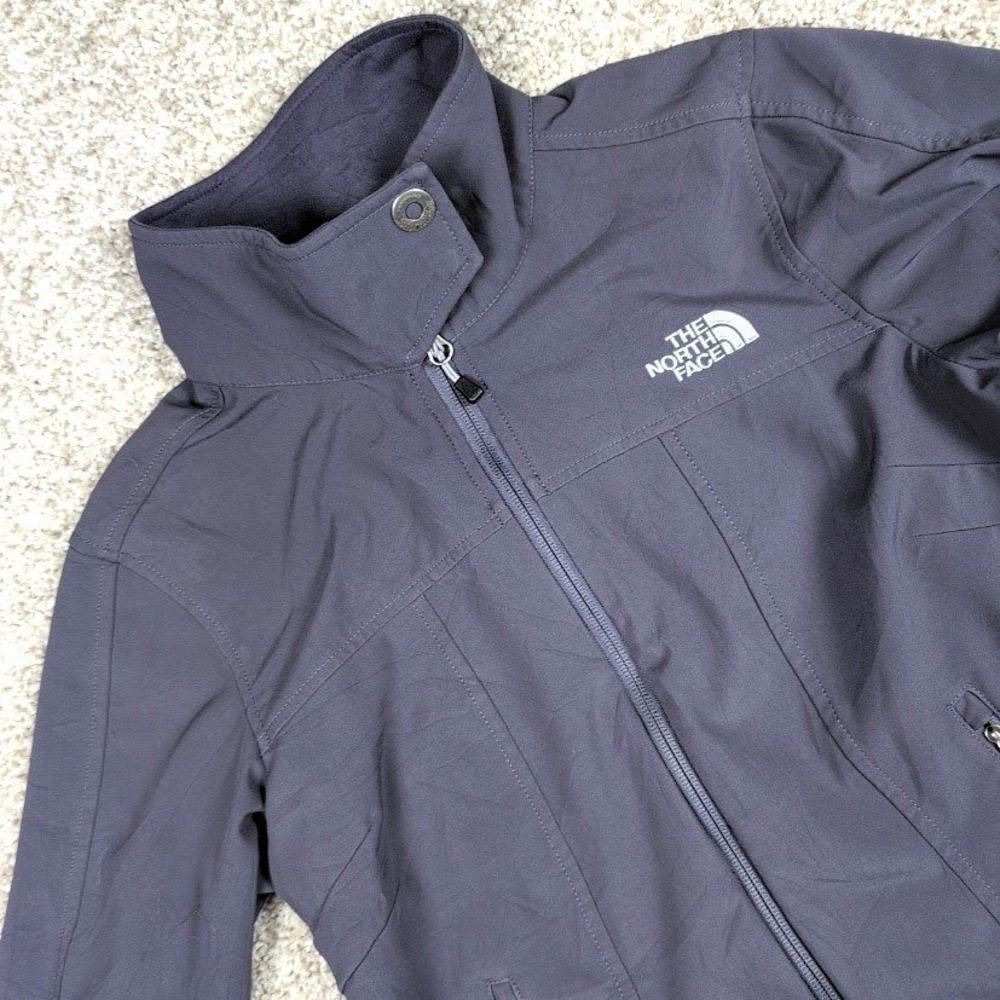 The North Face Women's Soft Shell Jacket Grey Full Zip Stand Collar Size S P